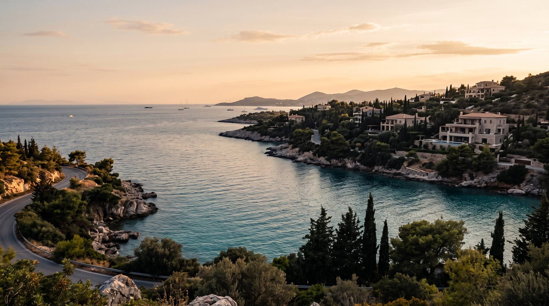 The Athenian Riviera at dusk